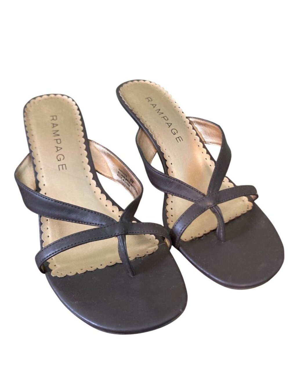 Rampage Makenzie Brown Strappy Kitten Heel Sandals Size 8M Y2K Minimalist Chic